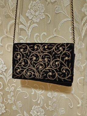 Embroidered Black Crossbody Bag